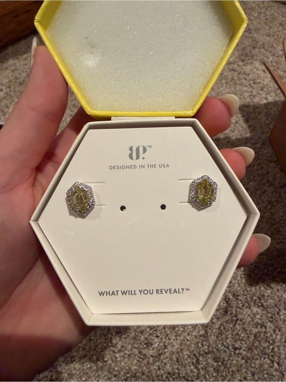 8 Other Reasons Yellow Octagon Halo Stud Earrings